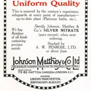 An advertisement for Johnson Matthey & Co. Ltd