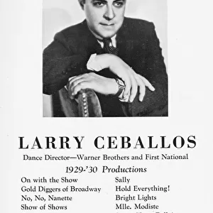 Advert for Larry Ceballos, dance director at Warner