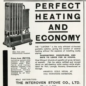 Advert for Latona radiators 1933