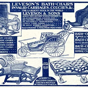 Advert for Levesons invalid & bath chairs 1908 Advert for Levesons invalid & bath