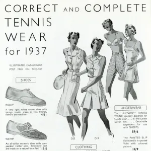 Advert for Lillywhites tennis clothing 1937