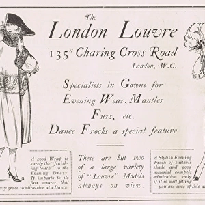 Advert for the London fashion house of the London Louvre, 19