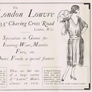 Advert for the London fashion house of the London Louvre, 19