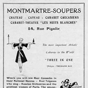 Advert for Montmartre-Soupers, 1924, Paris
