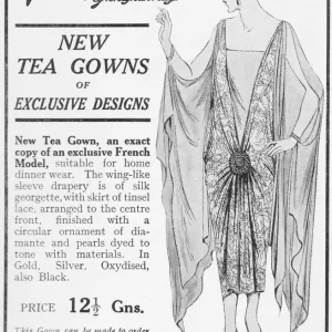 Advert for a new tea gown from Harvey Nichols, London, 1925