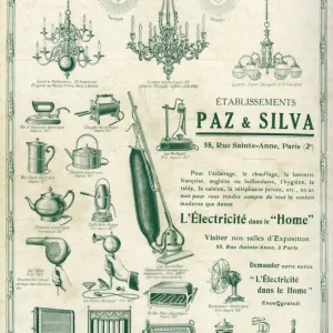 Advert for Paz & Silva electrical household items 1913