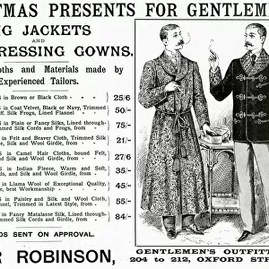 Advert for Peter Robinson, gentlemens clothing 1895