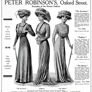 Advert for Peter Robinsons womens spring dresses 1909