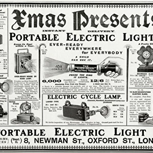 Advert for Portable hand-held electric lights 1902