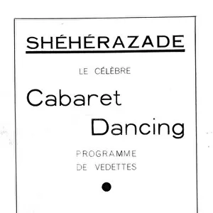 Advert for Sheherazade nightclub, 3 Rue de Leige, Paris Date: 1920s