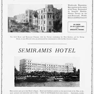 Advertisement, Shepheards and Semiramis Hotels, Egypt