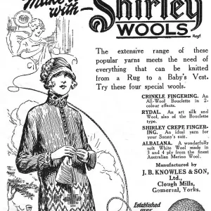 Advert for Shirley Wools, with encouraging before and after illustrations Date: 1920s Advert for Shirley Wools, with encouraging before and after illustrations Date: 1920s