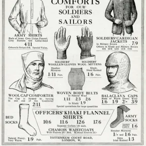 Advert for Shoolbreds soldiers & sailors comforts 1915