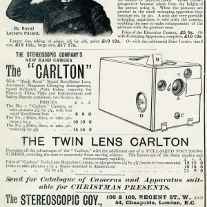 Advert for Stereoscopic Company, hand-held cameras 1894