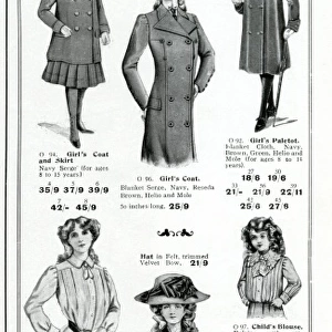 Advert for Swan & Edgar girls school uniforms 1909