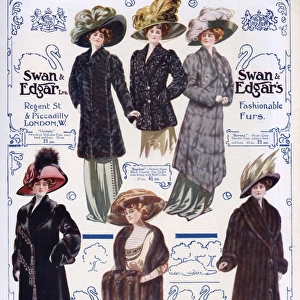 Advert for Swan & Edgar ladies fur coats 1909