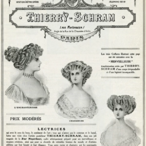 Advert for Thierry Schram, hair and beauty 1909