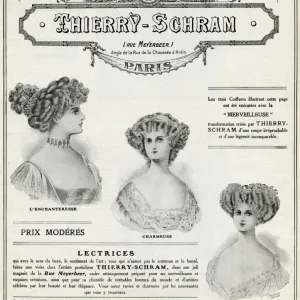 Advert for Thierry Schram, hair and beauty 1909