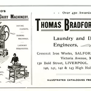 Advert, Thomas Bradford, Steam Power Laundry Machinery