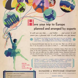 Advert for travel agency Raymond and Whitcomb Company, 1931