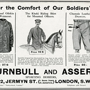 Advert for Turnbull and Asser comforts for soldiers 1915