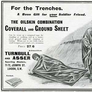 Advert for Turnbull and Asser poncho and ground-sheet 1915