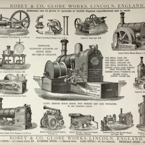 Advertisement for various types of steam engine