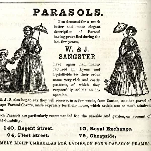 Advert, W & J Sangster, Parasols