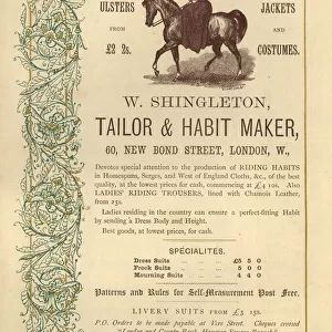 Advert, W Shingleton, Tailor & Habit Maker