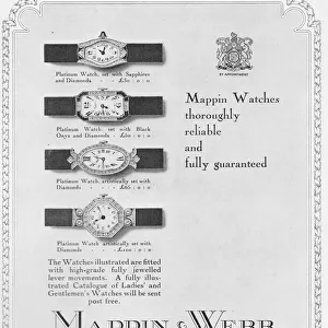 Advert for watches from Mappin and Webb, London, 1925