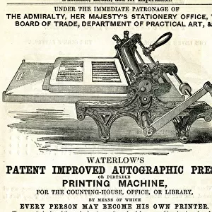 Advert, Waterlows Patent Autographic Press
