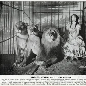 Adgie and her trained lions 1905