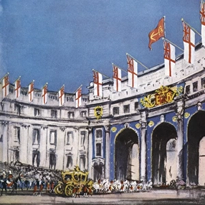 Admiralty Arch decorated for the Coronation, 1953