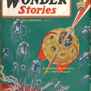 L'aventure d'Eros, couverture de la revue de science-fiction Wonder Stories. L'aventure d'Eros, couverture de la revue de science-fiction Wonder Stories.