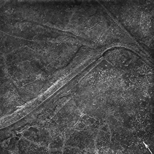 Aerial photograph of battle area, western front, WW1
