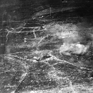 Aerial photograph of a battlefield, France, WW1