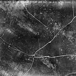 Aerial photograph of shell holes, Ypres, Belgium, WW1