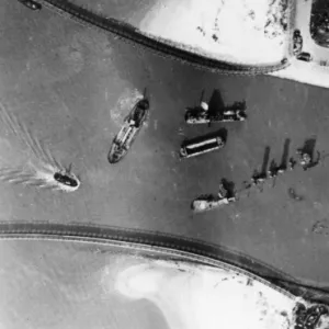 Aerial view of Bruges Canal, Zeebrugge, Belgium, WW1