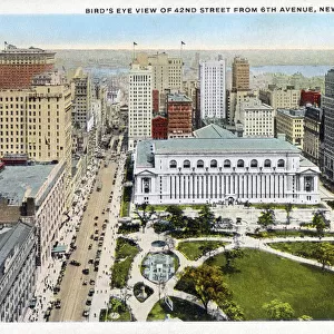 Aerial view - New York Public Library and Bryant Park, NYC