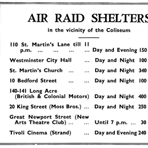 Air Raid Shelters in the vicinity of The Coliseum, London