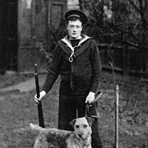 An Airedale sentry dog supplied to Navy by Major Richardson