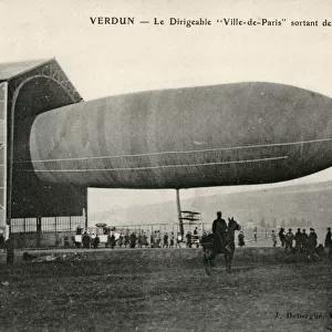 Airship Ville de Paris leaving its hangar at Verdun, France