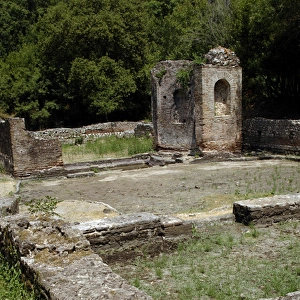 Albania. Butrint. ruins of a house or gym