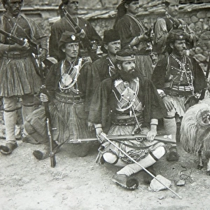 Albanian soldiers in traditional costume
