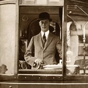 Albert, Duke of York - at the controls of a Glasgow Tram