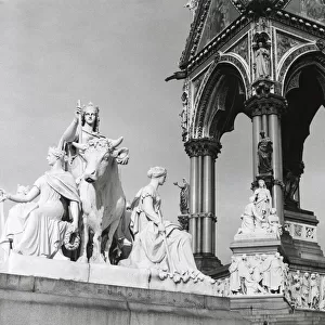 The Albert Memorial, designed by George Gilbert Scott, showing the sculptures