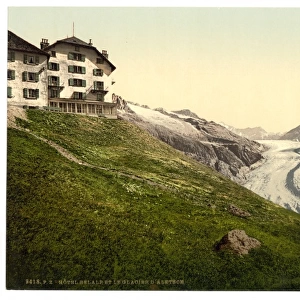Aletsch, glacier and Belalp Hotel, Valais, Alps of, Switzerl