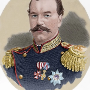 Alexander III of Russia (1845-1894). Colored engraving