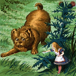 Alice in Wonderland, Alice and a large puppy
