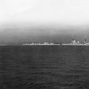 Four Allied battlecruisers at sea, WW1